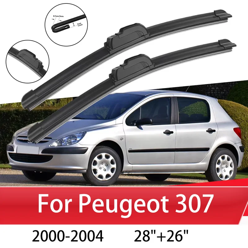 

Car Wiper Blade Blades For Peugeot 307 2000-2004 28"+26" Windshield Windscreen Clean Rubber Silicon Cars Wipers Accessories
