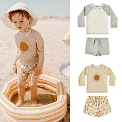 RC Baby Boys Swimming Suit Sun Protection Long Sleeves SwimWear Children Brand Kawaii BC Mr TAO Clothes Kids Brother Matching