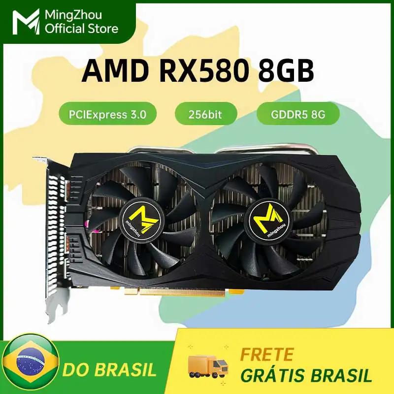 Radeon GPU Computer Game Placa Gráfica, RX 580, 8GB, Gddr5, 256bit Mineração, Taxa de Hash 28mh por S