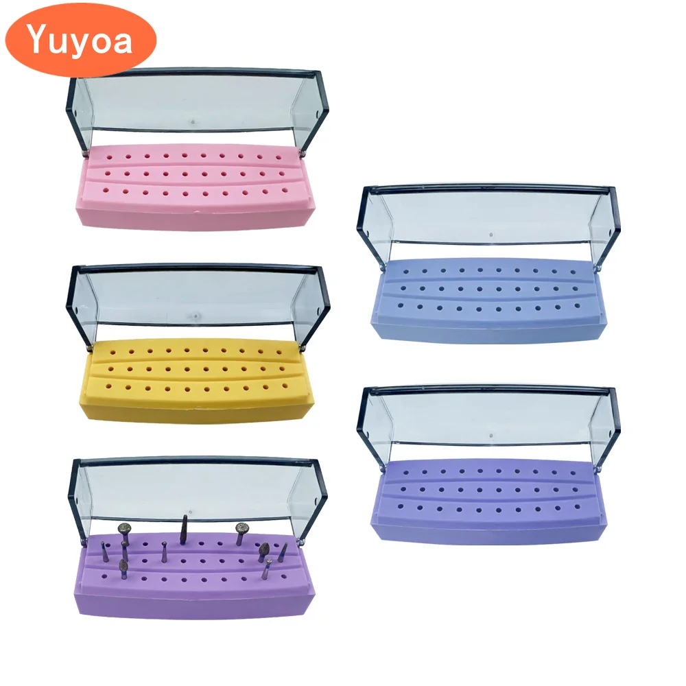 10pcs Dental 30 Holes Bur Holder Block Disinfection Case Drill Placement Sterilizer Plastic Endo File Holder Burs Storage