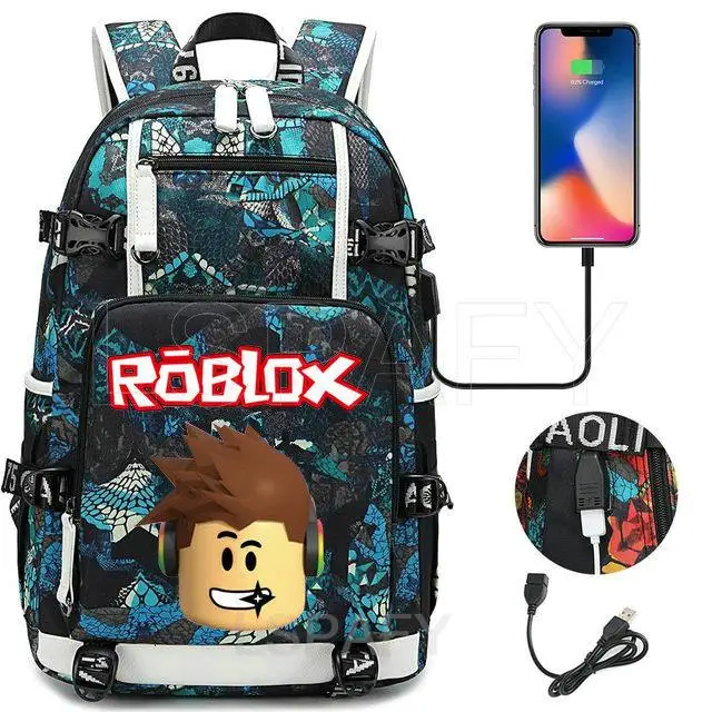 ROBLOX Backpack Men Women Large-capacity School Bag USB Charge Multi-function Backpack Students Laptop SchoolBags