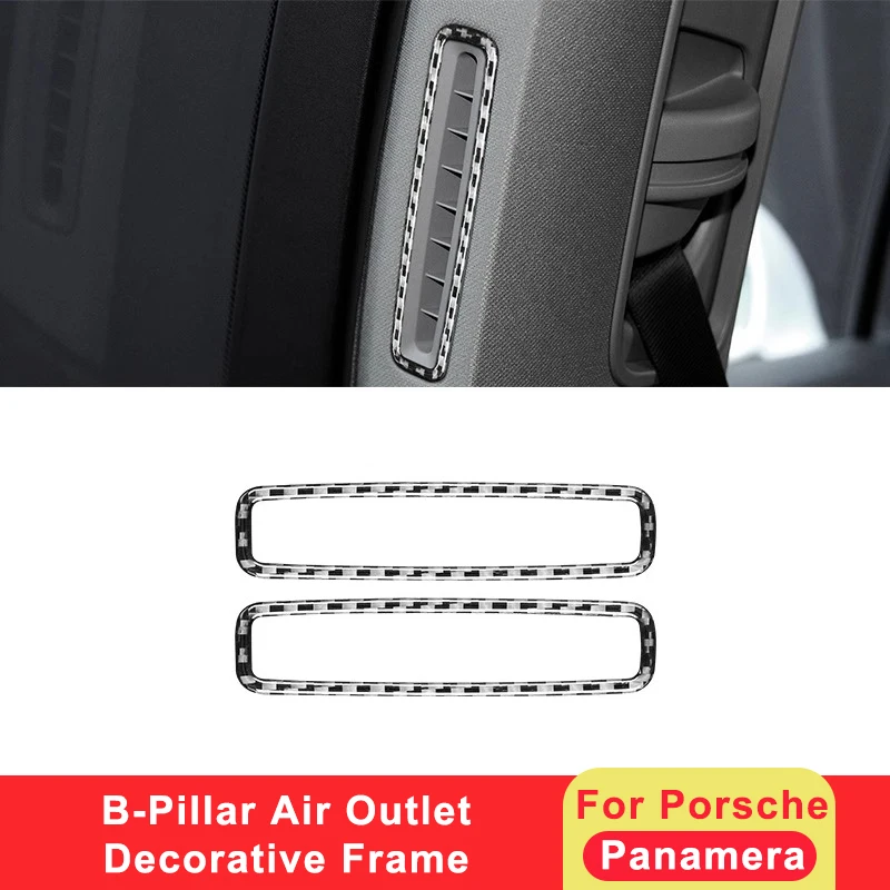

For Porsche Panamera 2010-2016 Carbon Fiber Car B-Pillar Air Outlet Decorative Frame Sticker Interior Modification Accessories