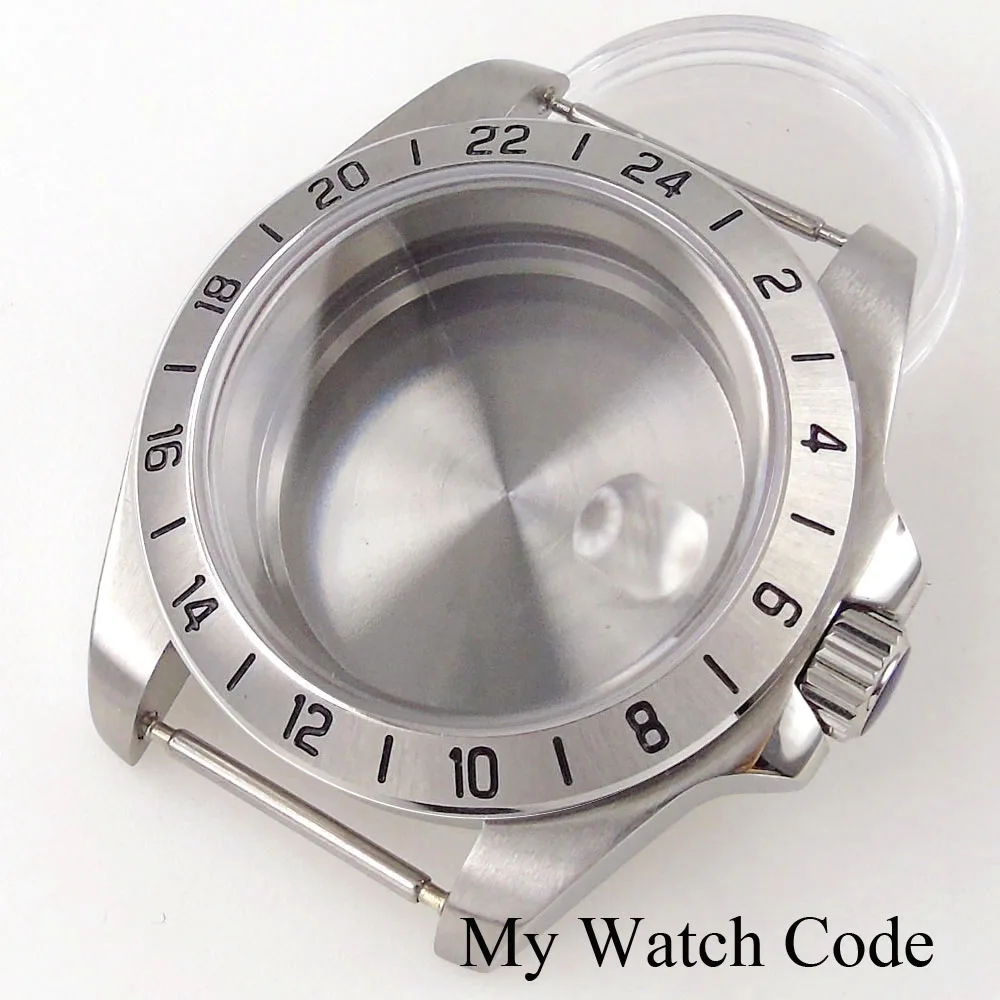 24 Hour GMT Steel Bezel Watch Case for NH34 NH35 NH36 NH38 ETA2824 PT5000 ST2130 SW200 904L Bracelet Sapphire