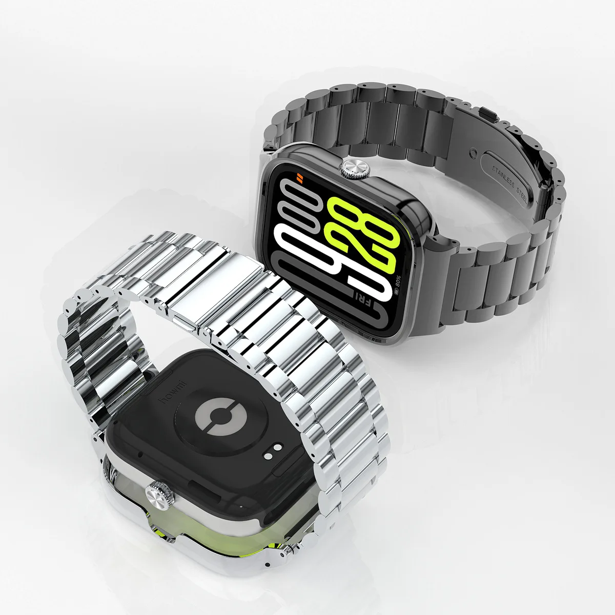 2in1 Set Metal Watch Strap and Case Suit for Redmi Watch 4/5 Three-bead Stainless Steel Strap and Metal Protective Watch Case