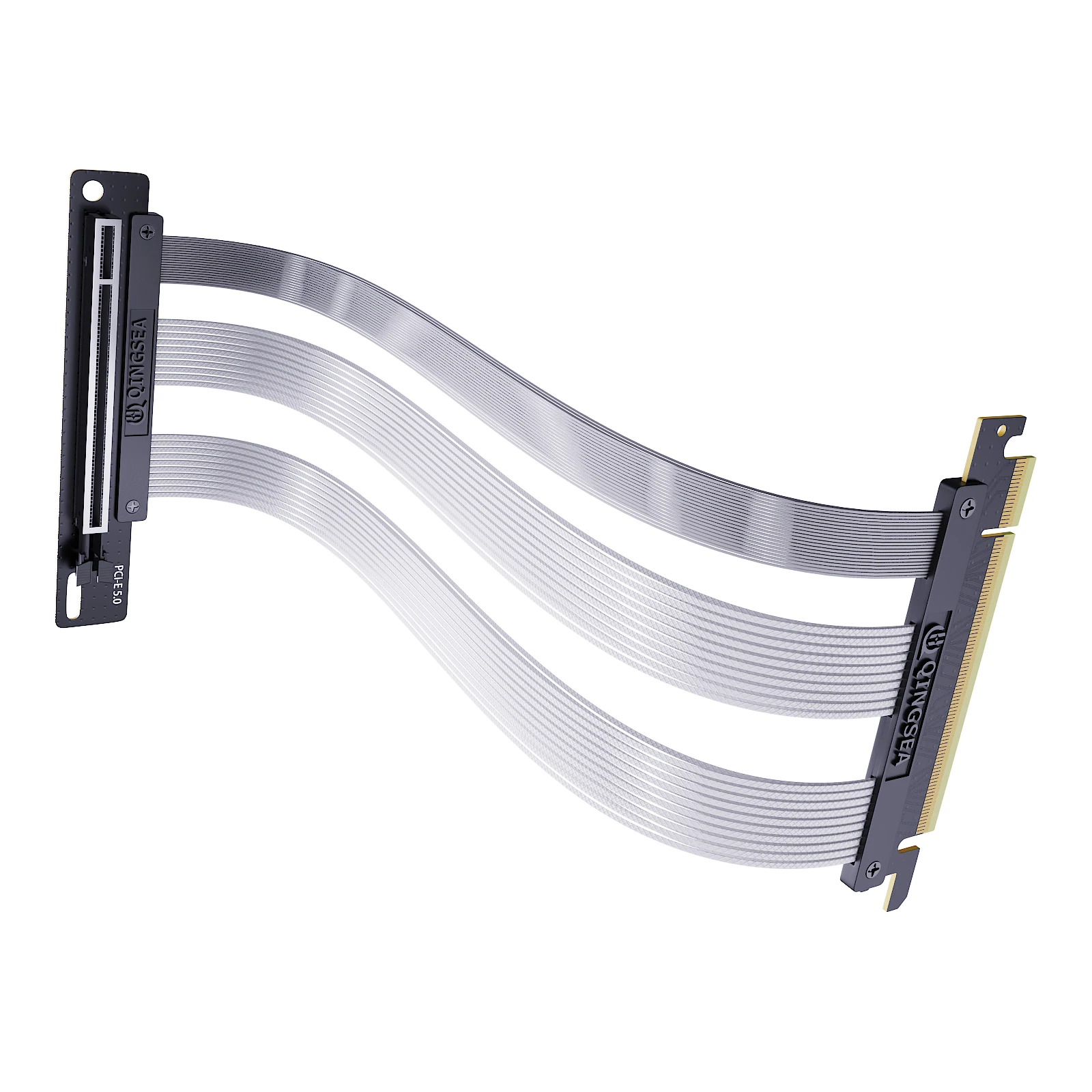 

Qingsea PCIE 5.0 Gen5 52.19GB/s Aluminum Alloy 90 White GPU Extension Riser Cable for Desktop Graphics Card 1 Year Warranty