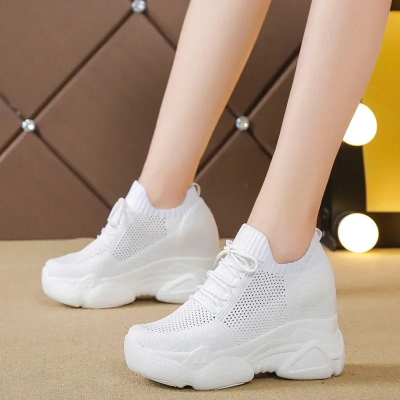 

Solid color Fashion Casual Shoes Women's 2025New Spring Breathable Lightweight Running Shoes Wedges Platform Sneaker Tenis Mujer