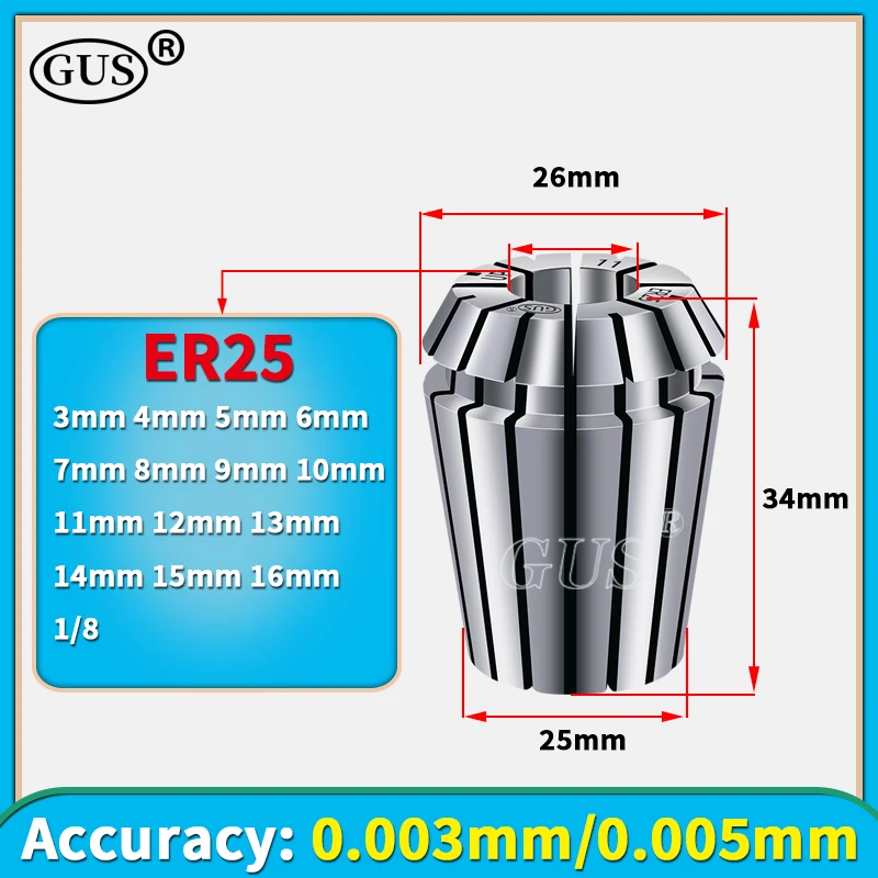 Imagem -03 - Precisão Primavera Collet para Máquina de Gravura Centro de Usinagem do Eixo aa up 0003 0005 mm Er11 Er16 Er20 Er25 Er32 1pc Alta