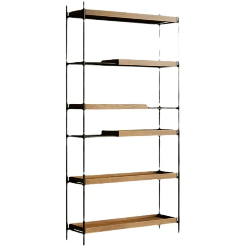 wood bookshelf floor-to-ceiling office industrial wind partition shelf living room multi-layer storage display shelf