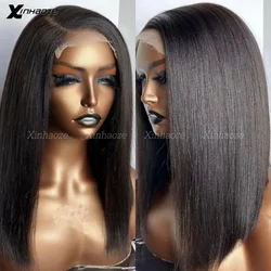 Side Part Light Yaki Straight 5x5 Silk Base Wig Brazilian Remy Glueless 13x6/360 Lace Front Human Hair Wigs 180 Density