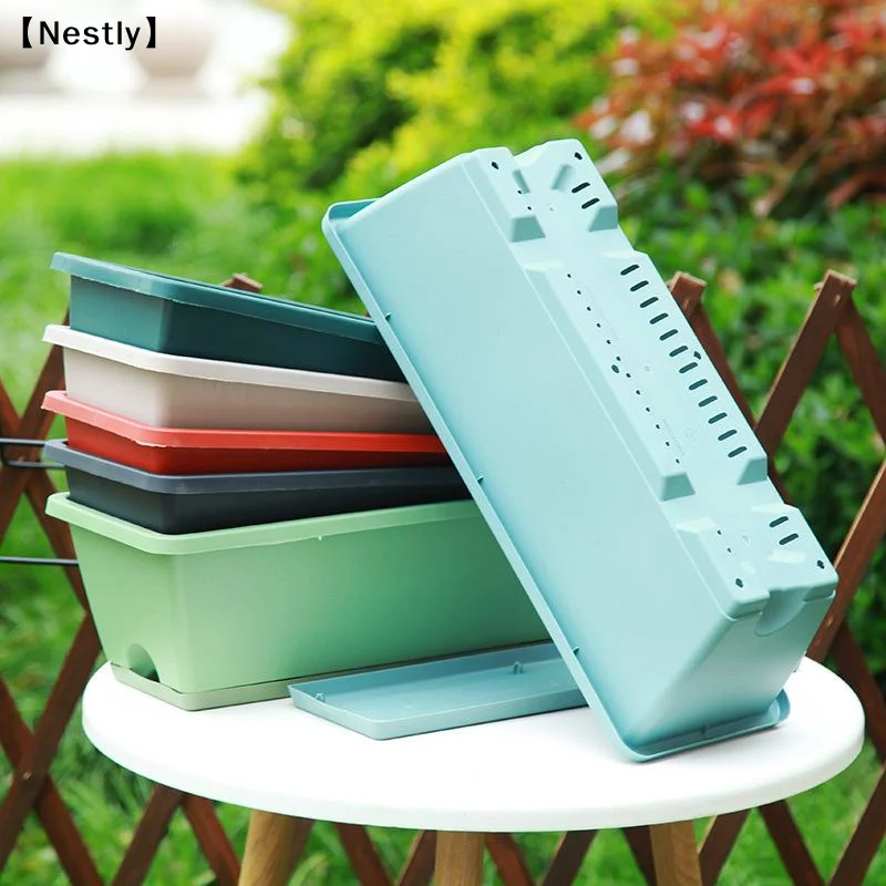 Self-absorbing Flower Pot Indoor Vegetable Growing Pot With Base Drainage Hole And Absorbent Rope Plants Cuttings Pot 〔Nest〕