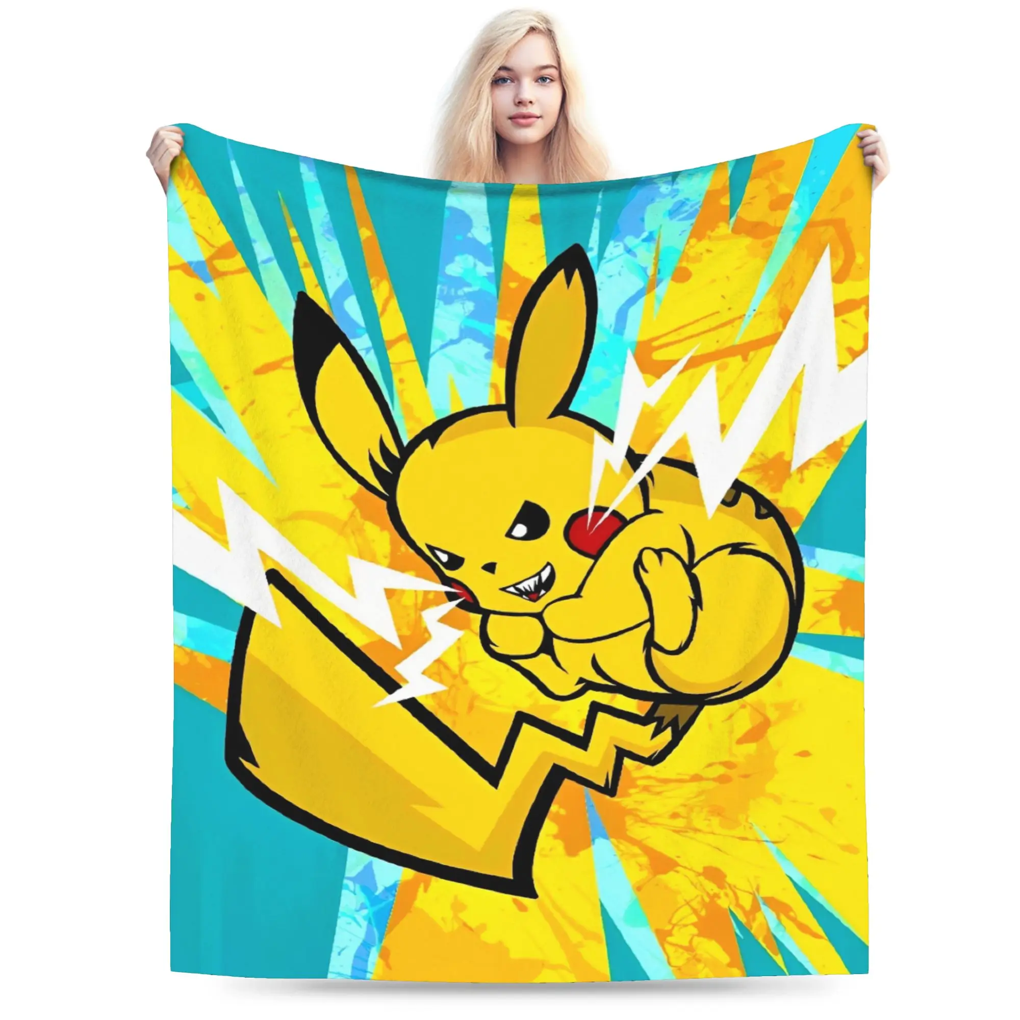 

Japanese Anime Flannel Blankets Pokemoned Warm Soft Throw Blanket for Couch Chair Picnic Aesthetic Bedspread Sofa Bed Cover
