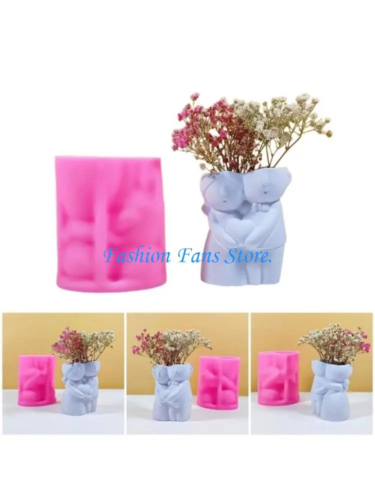 

C71D Couple Doll Vase Resin Silicone Mold for Handmade Flower Pots Pen Holder Molds