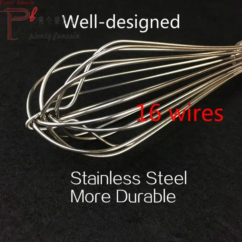 Bigger size Egg Beater Whisk length 10/12/14/16/18/20/22/24 inch Stainless Steel Strengthening Hand Kitchen Tool Baking 16 wires