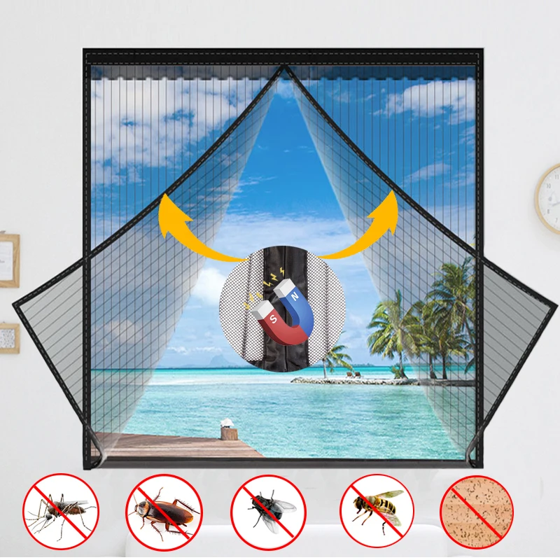 

2024 New Window Mosquito Net with Magnet Self Sealing Window Mesh Anti Insect Magnetic Screen Window Curtain Keep Bugs Out