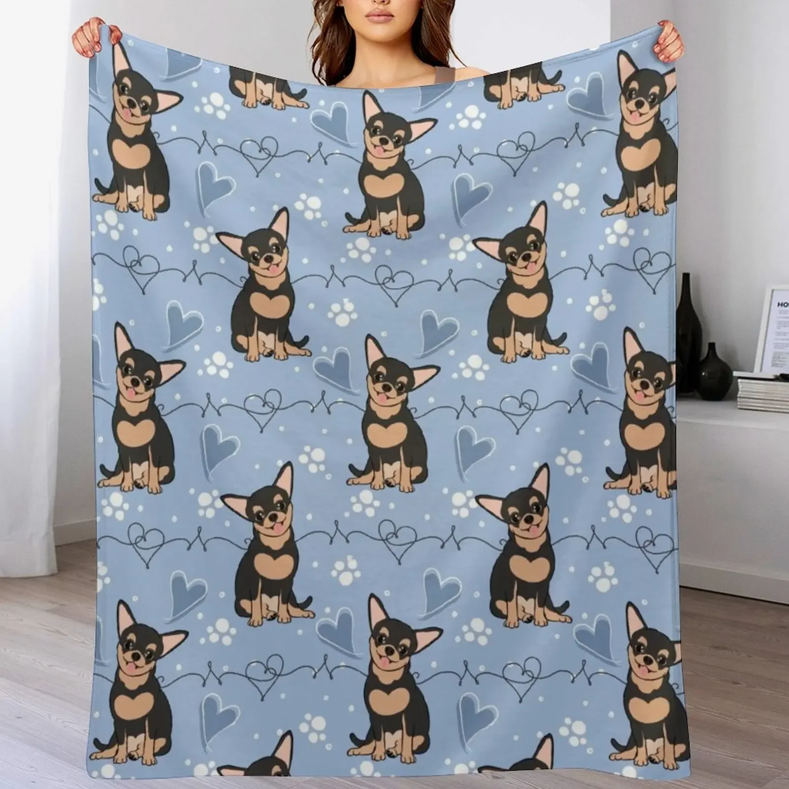 LOVE Black Tan Chihuahua Manta mantas y mantas grandes y mantas para bebé