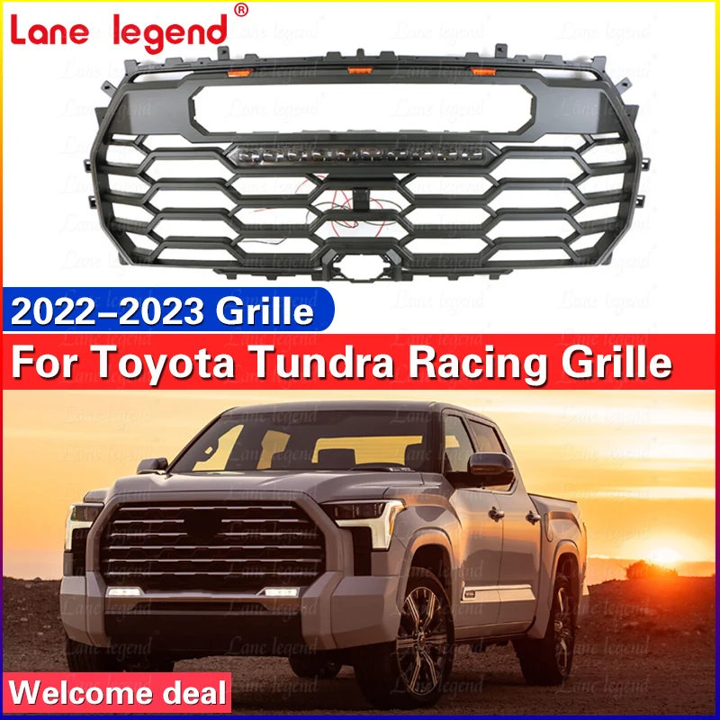 Front GrillTRD Style Fits For Toyota Tundra 2022-2023 Racing Grill Modification Racing Grills Front Bumper Grilles Mesh Cover