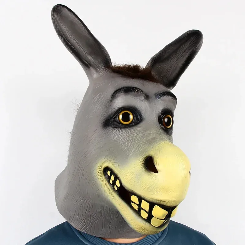 ♥   2025 novo shrek burro halloween novidade traje de luxo festa cosplay látex máscara cabeça animal adulto ★ ☆ ly99