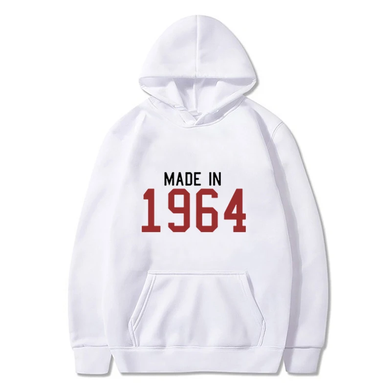 Made in 1964 Autumn and Winter European and American Street Style for Men's and Women's,1964 Letter Hooded Round Neck Sweatshirt