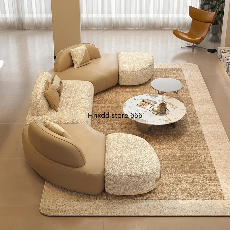 Special-shaped curved cream wind fabric sofa