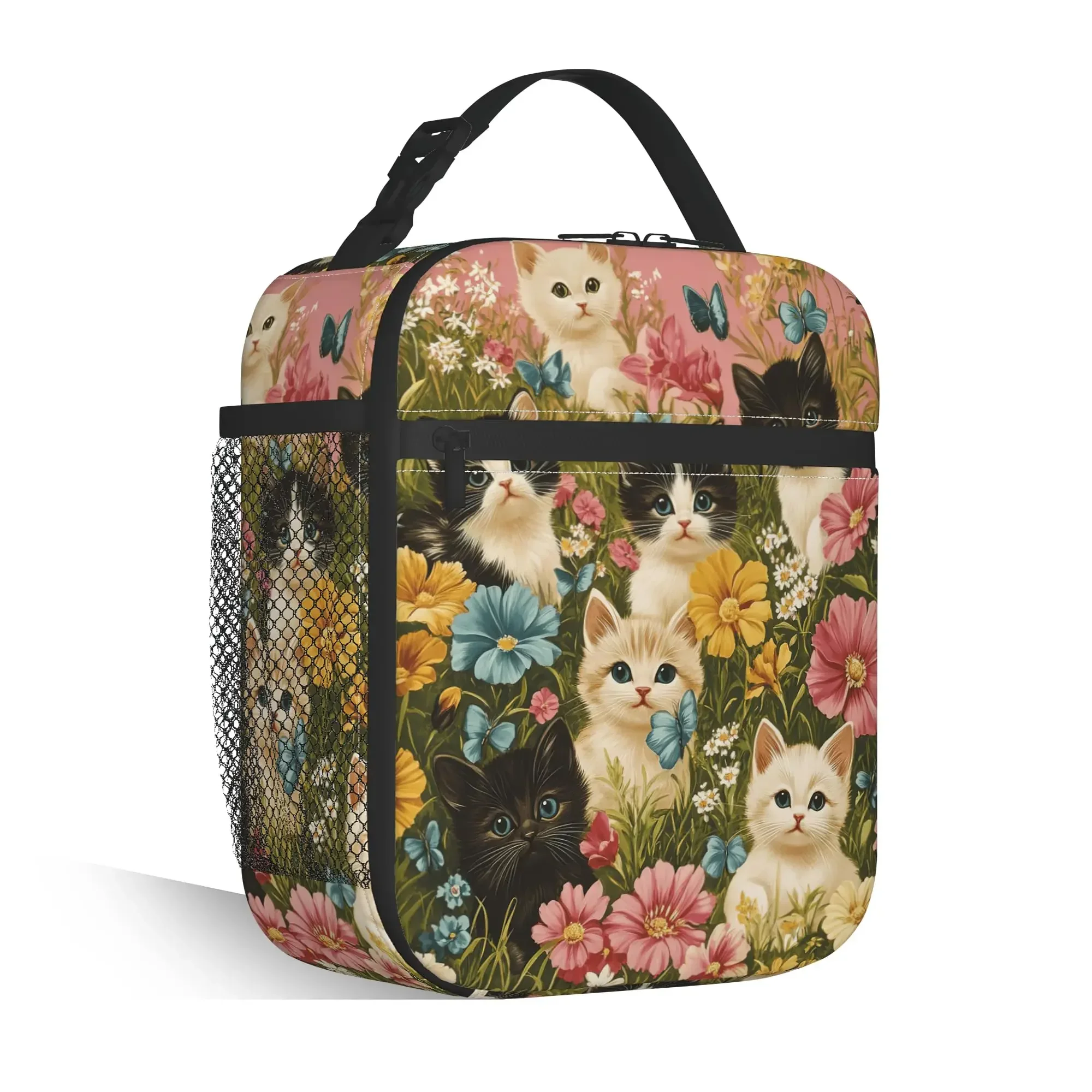 Science Chemistry Lunch Bag Biology Physics Pattern Insulated Lunch Box Reusable School Lunch Tote with Zipper and Side Pocket