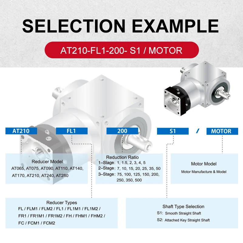 2026 90 Degree Right Angle Spiral Bevel Gearbox AT-F Series Customizable Steering Gear Reducer for Automation Equipment