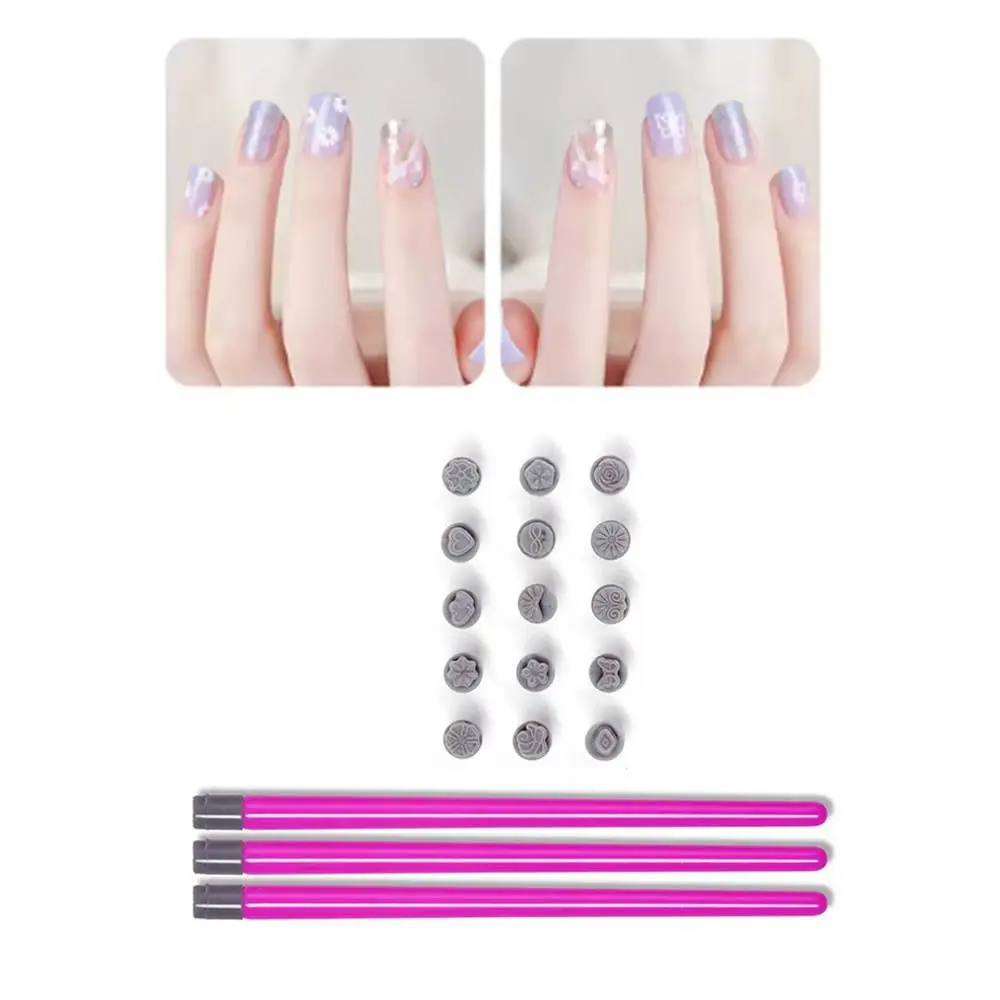 

3D Heart/Daisy/Butterfly Nail Art Stamp Pen Easy DIY Non-Alcoholic Manicure Carving Mold Nail Print Nail Template Manicure Tool