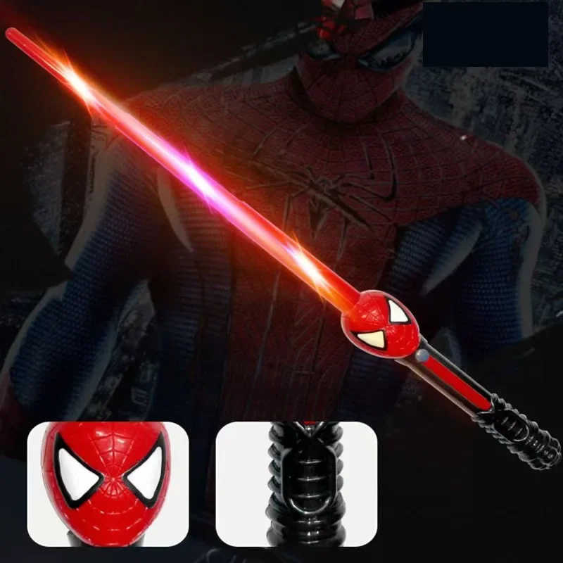 أنيمي الرجل العنكبوت الرجل الحديدي كابتن أمريكا يتحدث ضوء السيف دمية لعبة مجسمة تلسكوبي مصباح ليد صابر لعبة أطفال هدية #4