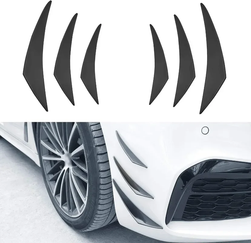 

2023new 6pcs Universal Car Tuning Canard Decor Front Bumper Lip Decoration Diffuser Splitter Fins Body Spoiler Canards Valence