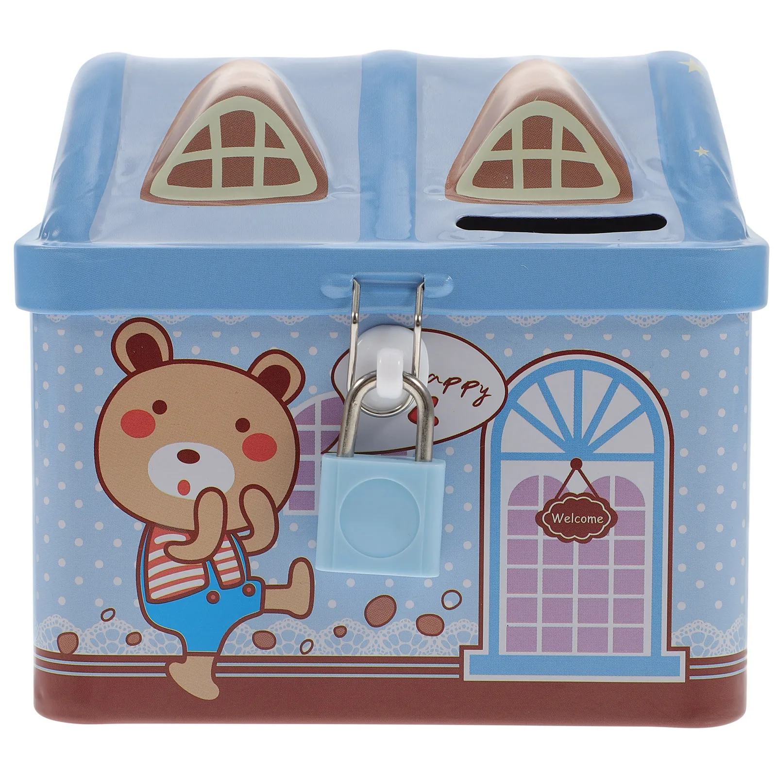 

Lovely Metal Piggy Bank Cartoon Saving Pot Durable Coin Container Room Decor Desktop Ornament Home Supplies