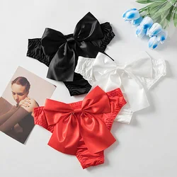 Sexy Black Red Bow Flirt Panties for Women Erotic Underwear Sex Panty Female Briefs Low-Waist Underpants Ladies Porno Lingerie