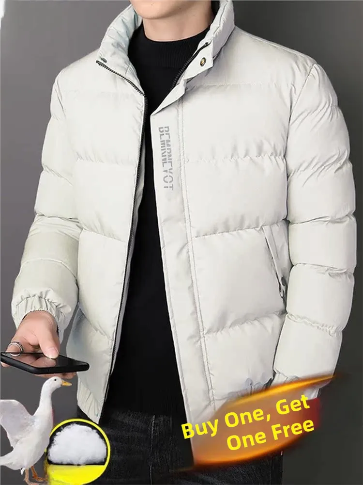 

Модное повседневное пуховое хлопковое мужское пальто с воротником-стойкой, молодежное пальто длиной до пола, однотонное осенне-зимнее пальто