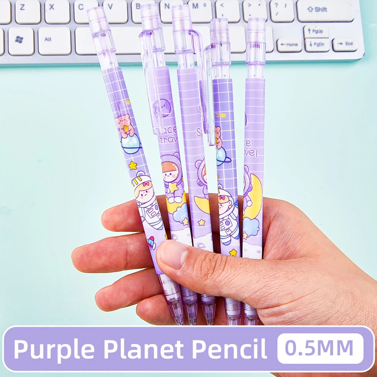 5PCS Cute Mechanical Pencils Set, 0.5mm Precision Drawing Tools, Ideal for Art Sketching & Writing, Durable Design for Everyday