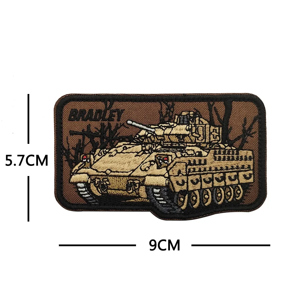 Taktischer Panzer-Aufnäher – Bradley/Abrams (USA), Leopard2 (DE), Merkava (IL), Armata (RU), VT (CN) – Klebender Magic-Tape, Braun-Grün – Detail 4