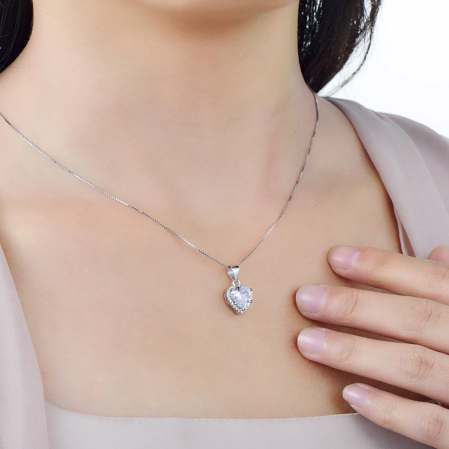 Modian New Design Solid 925 Sterling Silver Sets Jewelry Ring Necklace Wedding Natural Crystal Pendant Fashion Chain For Women