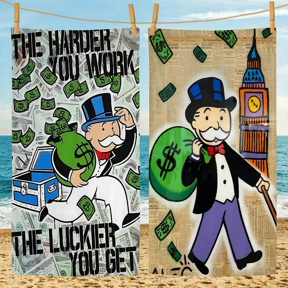 Cartoon Dollar Aalec MonopolyS Anime Beach Swimming Towel Soft Absorbent Washcloth Children's Gifts for Kids Travel Camping Gym