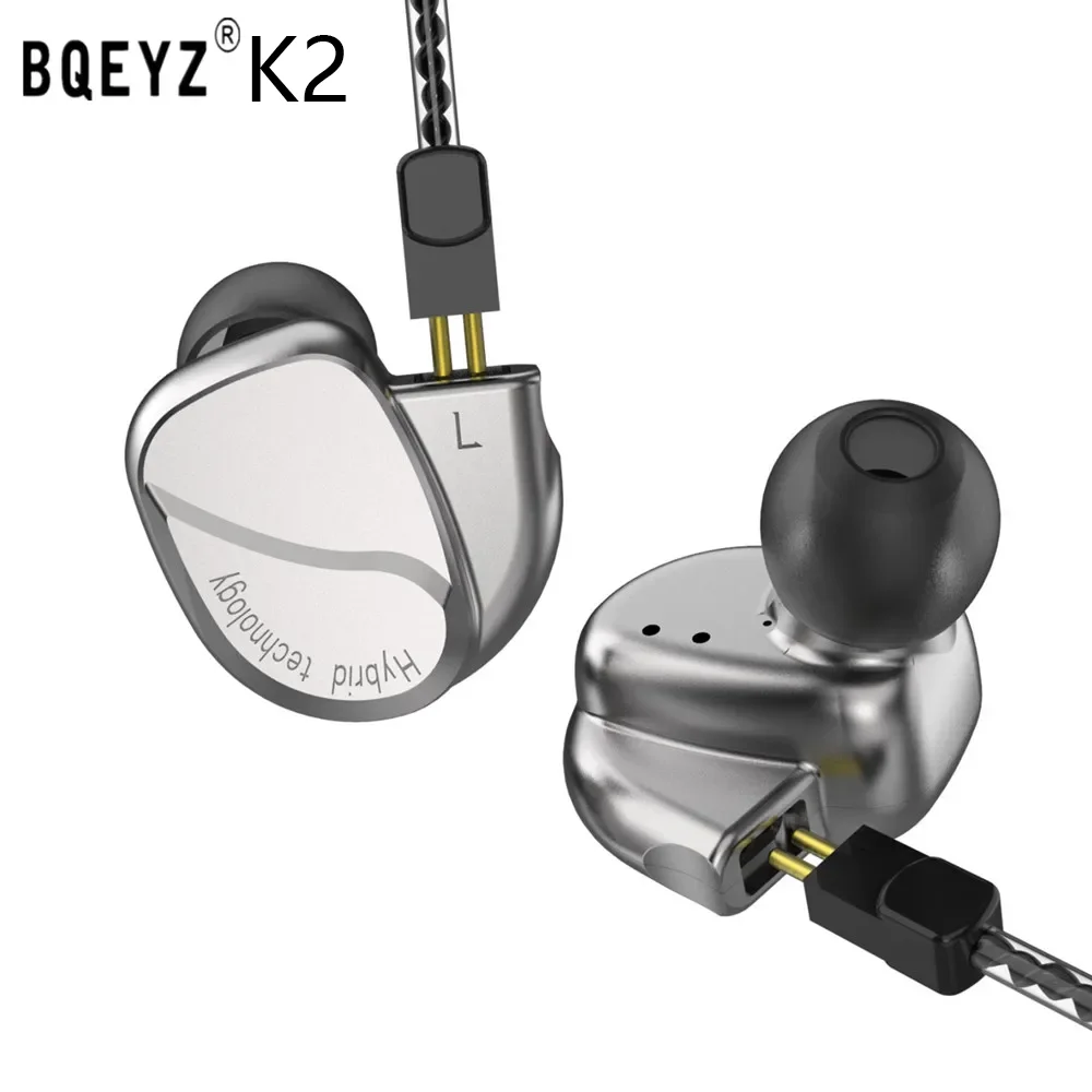 

BQEYZ K2 HIFI проводные наушники-вкладыши 2 DD + 2 BA Динамический драйвер Сбалансированный арматурный металл с 2-контактным съемным кабелем 0,78