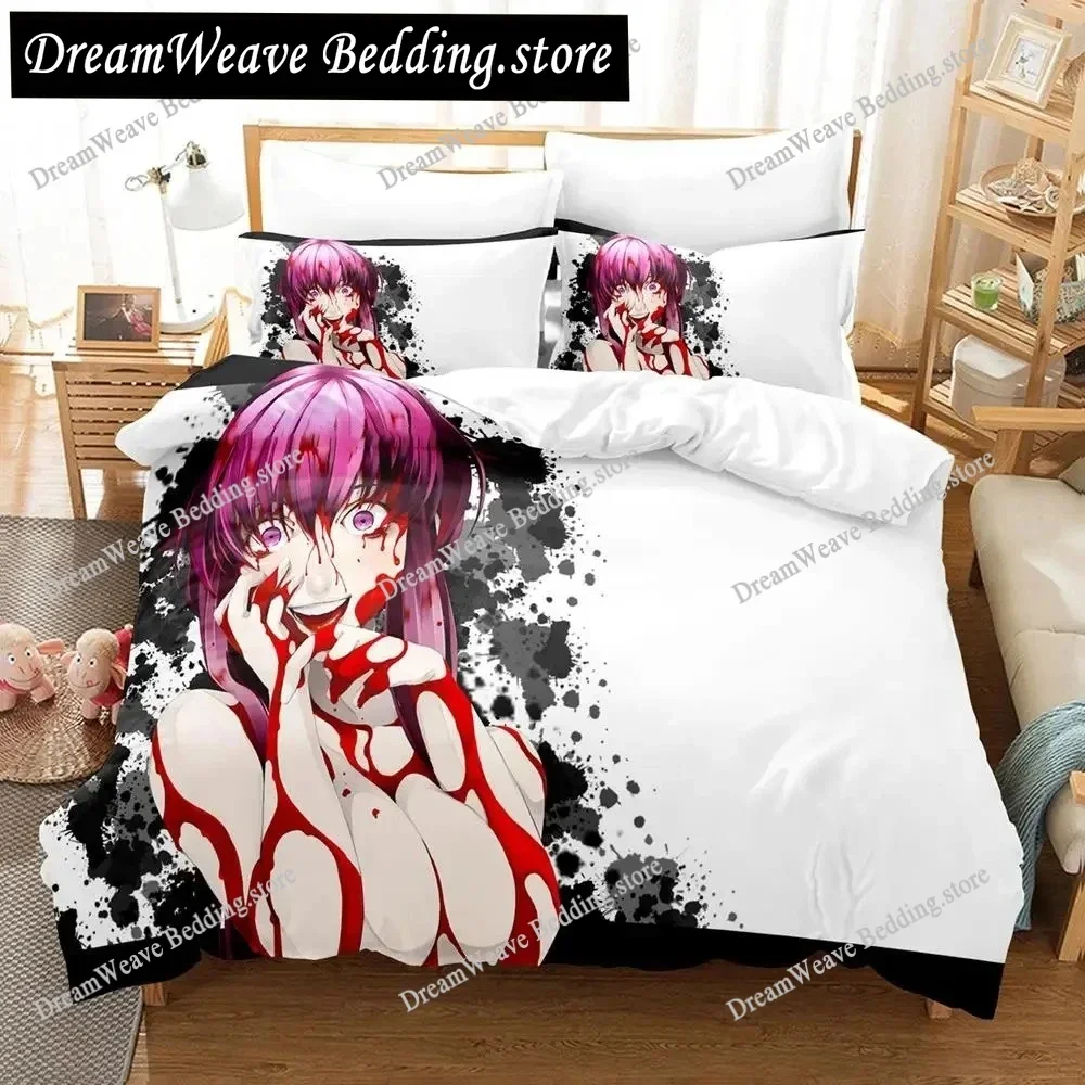2025 Yuno Gasai Mirai Nikki Bedding Set Single Twin Full Queen King Size Bed Set Aldult Boys Bedroom Duvetcover Sets Anime Bed96