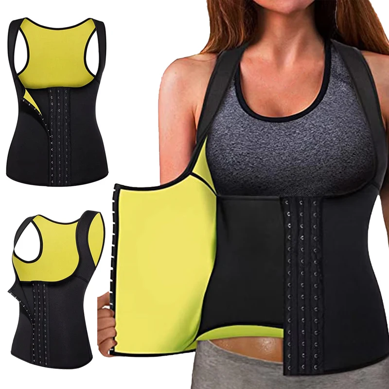 Women Waist Trainer Corset Zipper Vest Body Shaper Cincher Shapewear Slimming Belt Sports Girdle Neoprene Sauna Tank Top