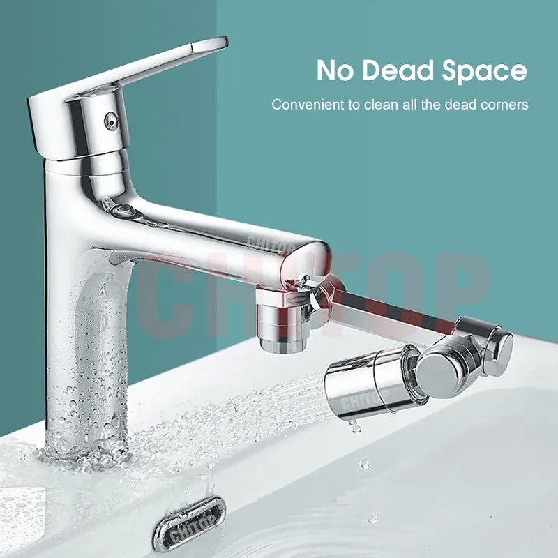 New 1080 Degree Rotatable Extension Faucet Sprayer Head Universal Bathroom Tap Extend Adapter Aerator 2 Modes Faucet Extender