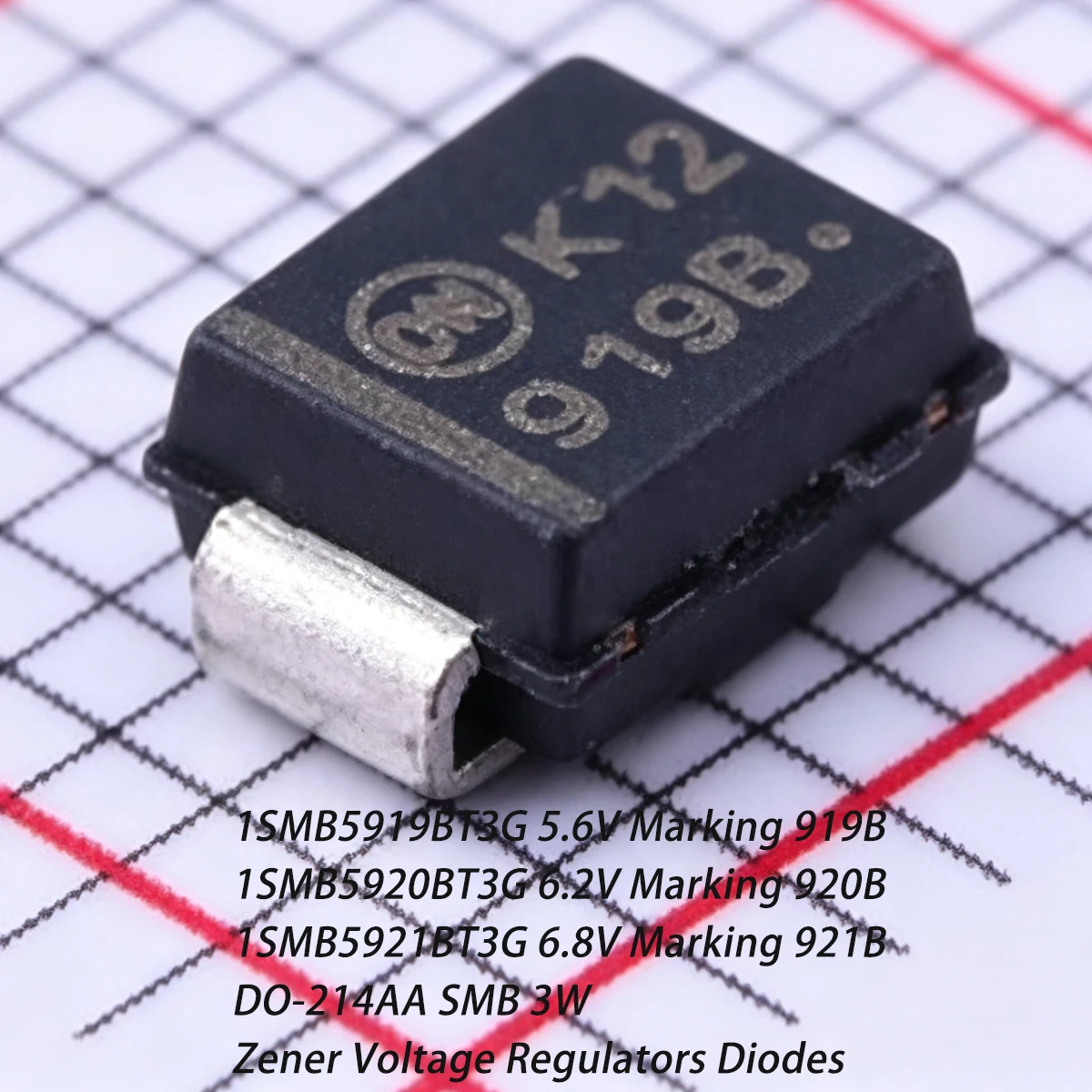 20PCS 3W  1SMB5919BT3G 5.6V 1SMB5920BT3G 6.2V 1SMB5921BT3G 6.8V Marking 919B 920B 921B DO-214AA SMB NEW Original Zener Diodes