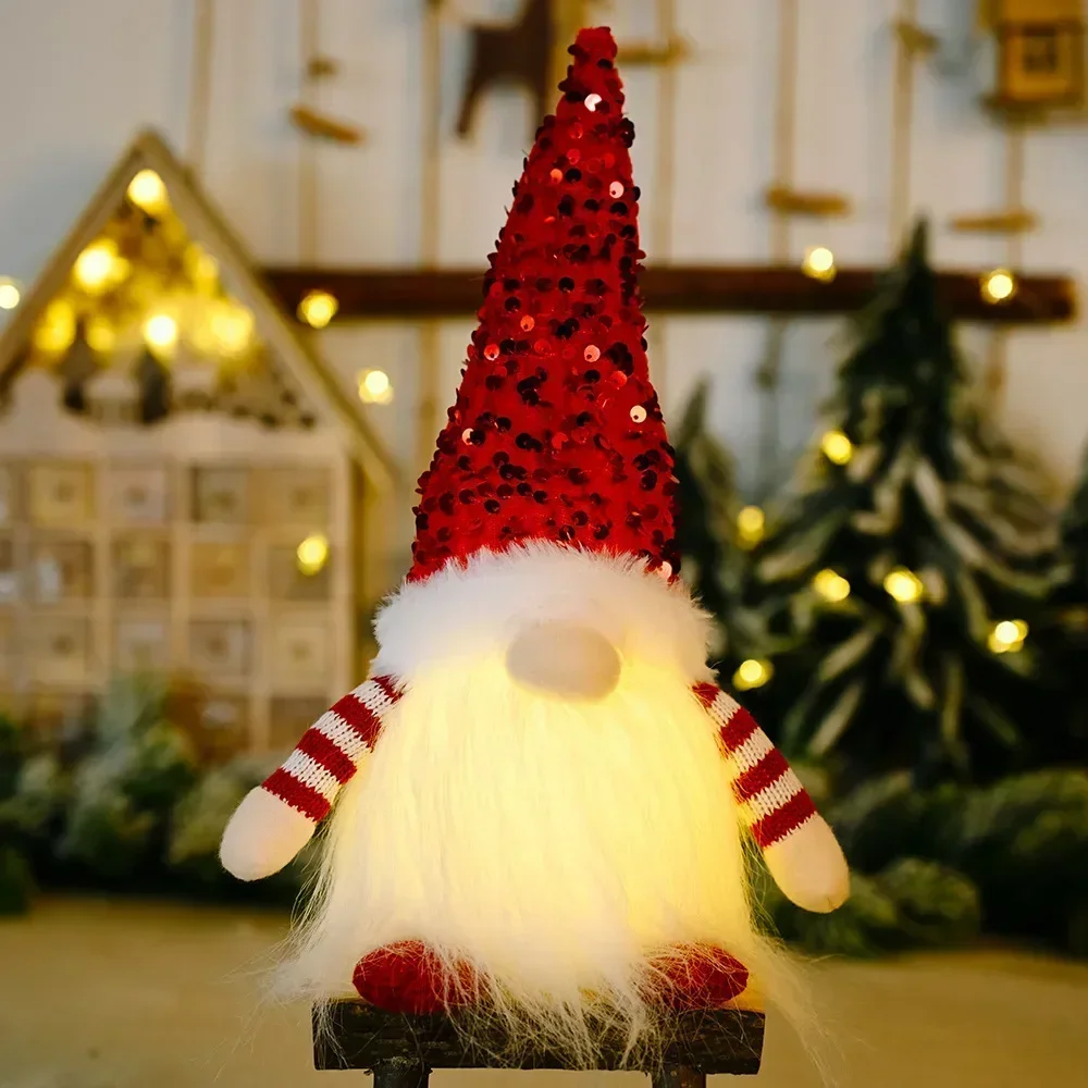 

AlliLit Christmas Doll Sled Elf Ski Gnome with Led Light Christmas Decorations for Home Xmas 2024 New Year 28cm