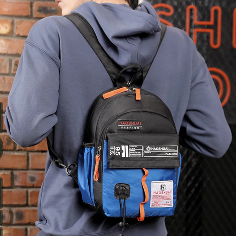 High Quality  Nylon Men Sling Rucksack Small Backpack Multi-Functional Casual Male One Shoulder Cross Body Chest Bags