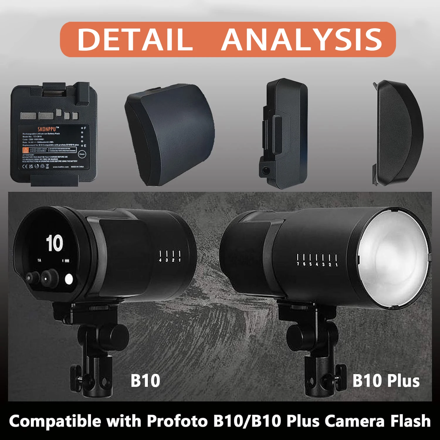 Skonppy Replacement Li-ion Battery Compatible with Profoto B10 B10 Plus Camera Flash 14.4 V 3000mAh