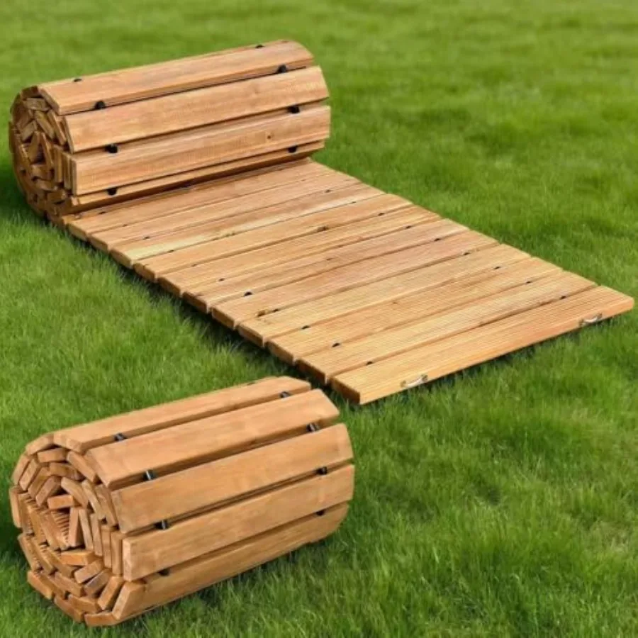 

Wooden Garden Pathway, Outdoor Roll Out Decorative Garden Walkway, Weather-Resistant Non-Slip Wooden Walkway Pavers for Backyar
