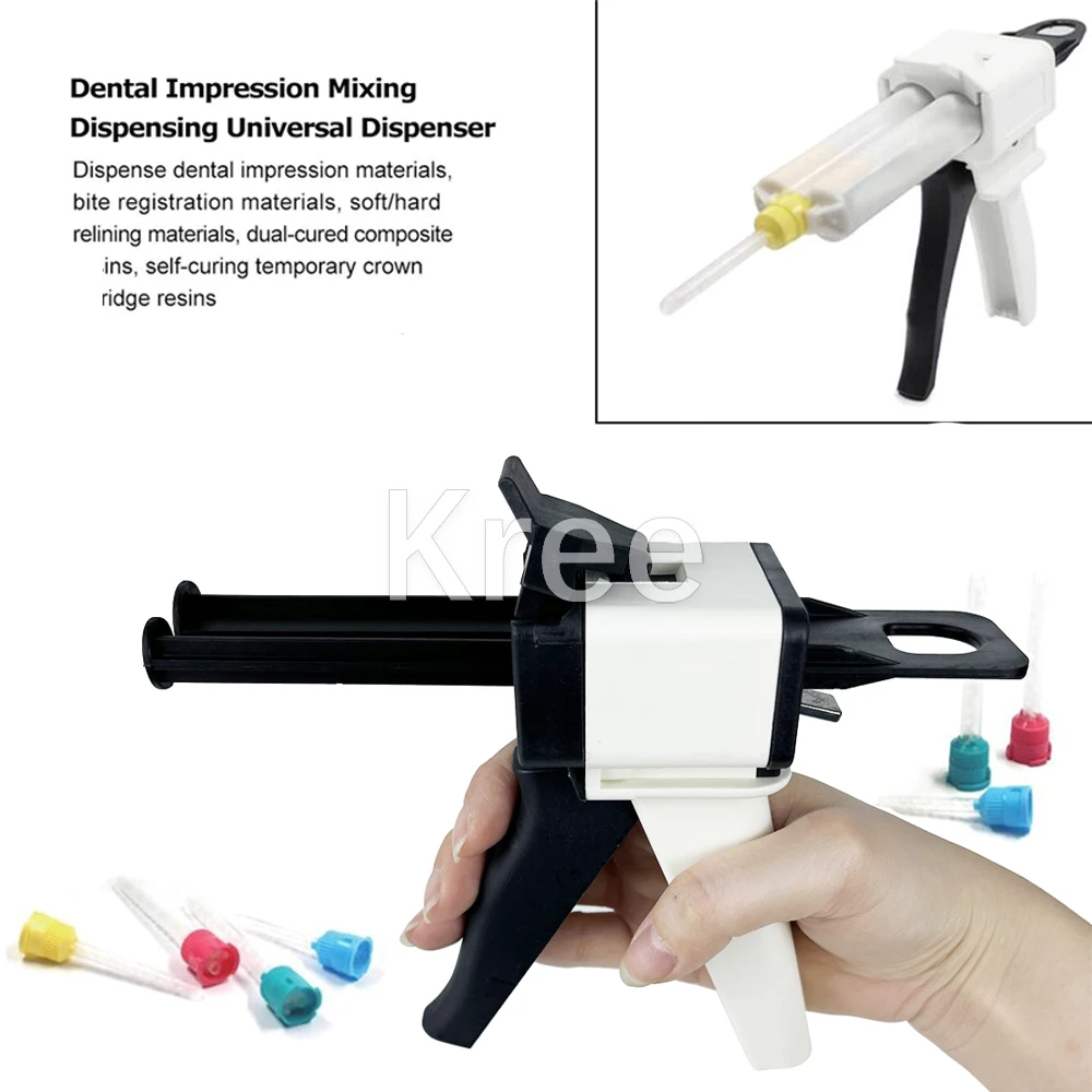 Dental Impression Gun Mixing Dispensing Universal Dispenser Gun 1:1/1:2 Silicon Rubber Dispenser Gun 10:1 Dentist Tools