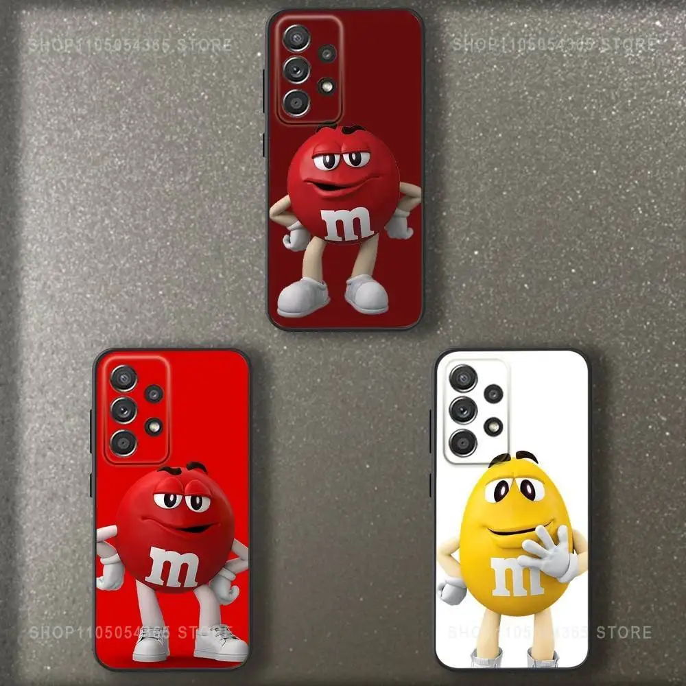 

M-MS Chocolate Phone Case For Samsung S 25,24,23,22,30,21,10,9,Ultra,Plus,Lite,FE,4,5 G Soft Black Case