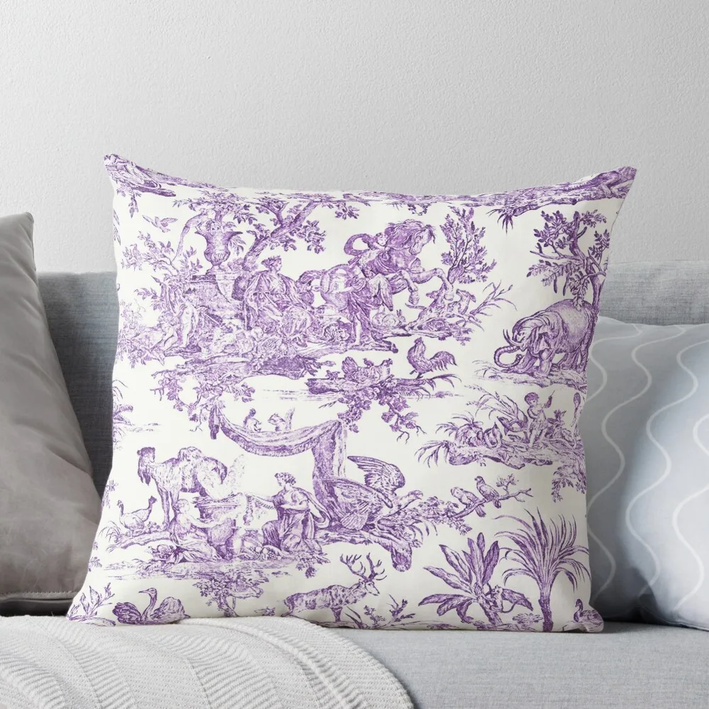 

Purple Toile - French Countryside - English Throw Pillow Pillow Cases Decorative Sofa Cushions Pillow Cover