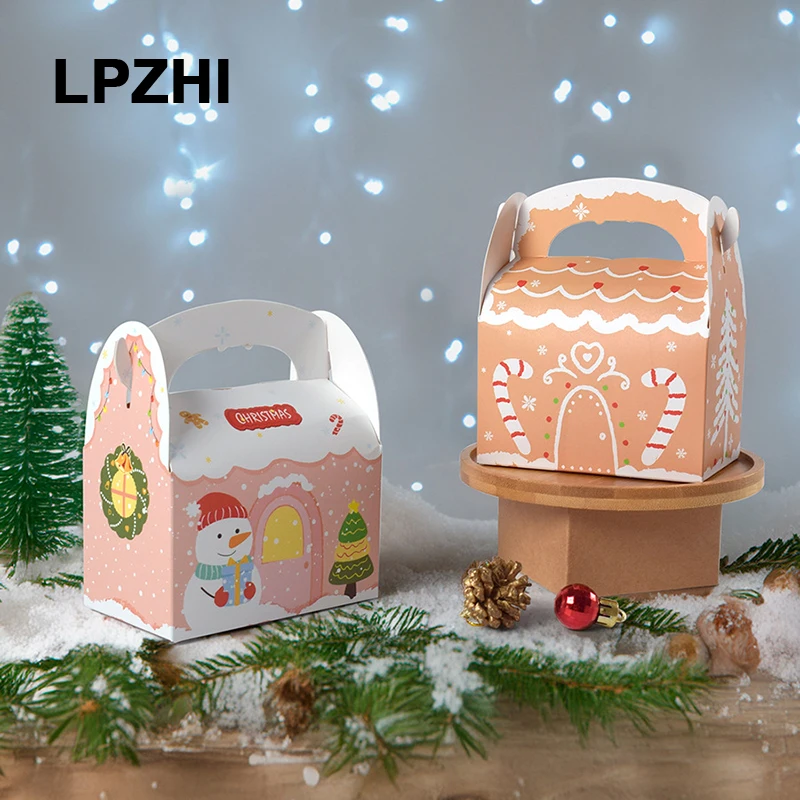 LPZHI 20Pcs Christmas Baking Paper Boxes New Year Party Handmade Cookies Cupcake Chocolate Packaging Child Favors Snowman