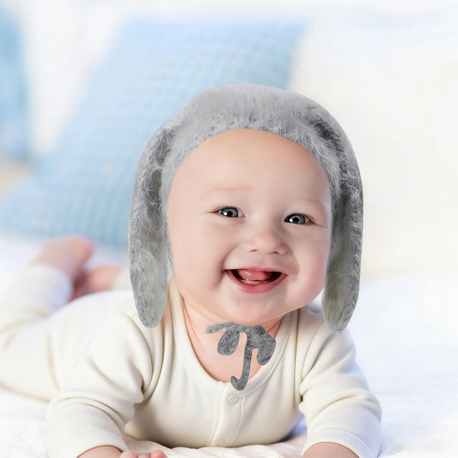 Newborn Warm Rabbit Ear Beanie Hat Baby Long Ears Winter Cap Infant Photography Prop Toddler Holiday Outdoor Park Walk Birthday - view 2