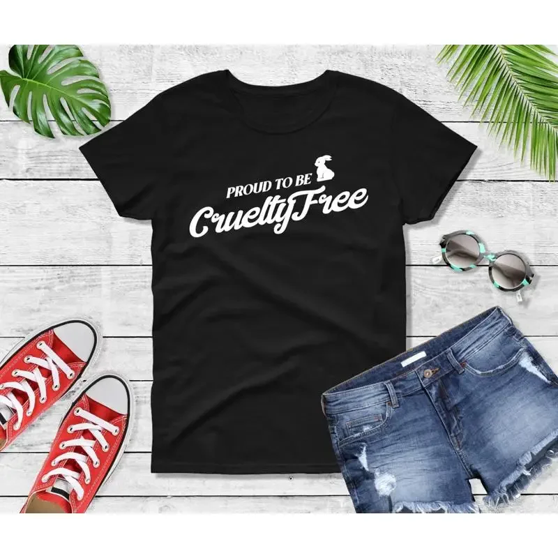 T-shirt pour femmes, fier d'être sans cruauté, lapin, végétalien, rétro, amoureux des droits des animaux